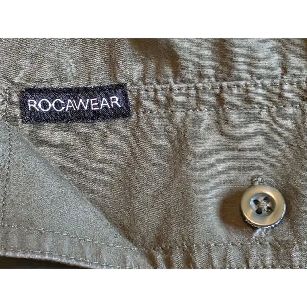 Rocawear Shirt‎ Mens 3X-LARGE XXX 100% Cotton Military Green Button